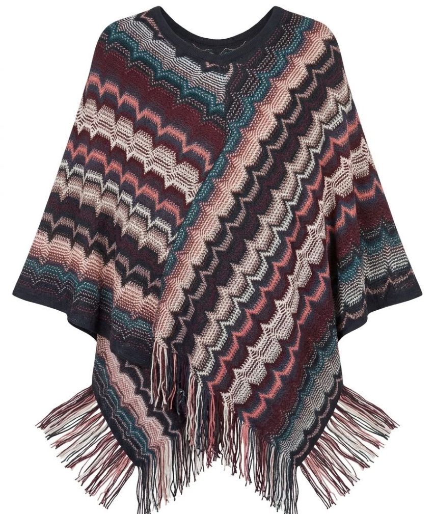 luxurious multicolor  Missoni fringed poncho