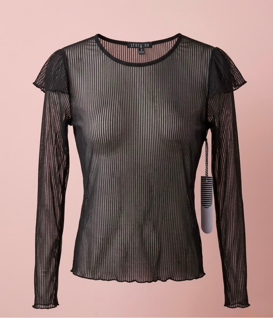 Long sleeve Mesh Blouse sheer
