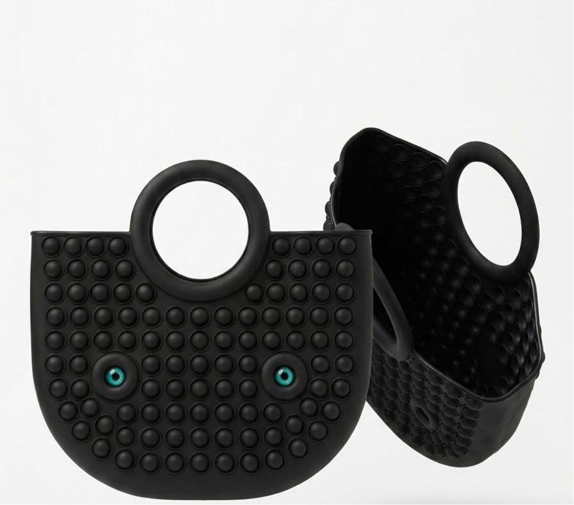 black silicone pop-it fidgets handbag
