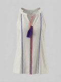 Sleeveless blouse metalic-threaded with a V-neckline