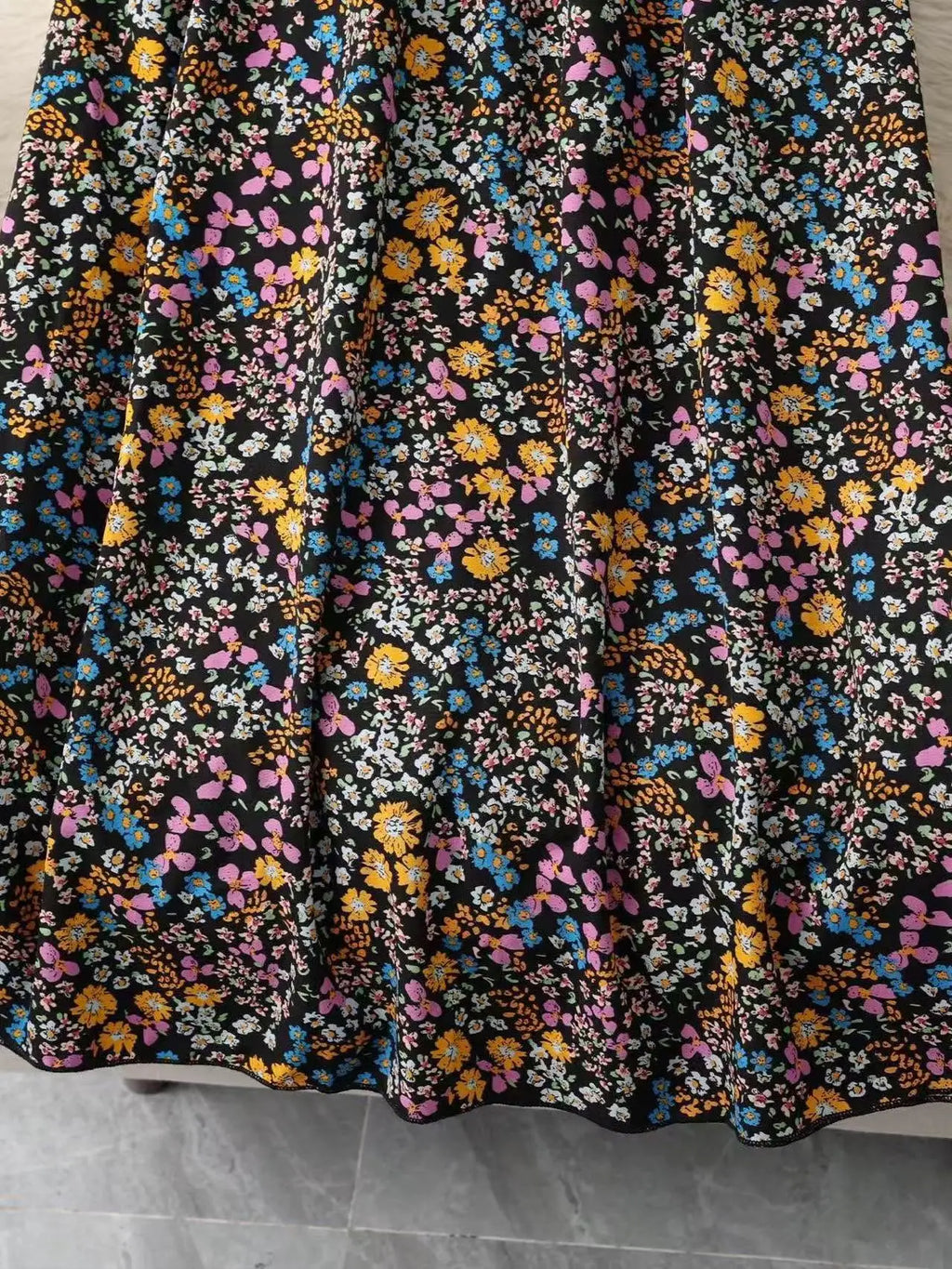 Elegant Casual Floral Print Half Skirt High Waist Hip Concealing Midi A-Line Long Dress Versatile for All Occasions