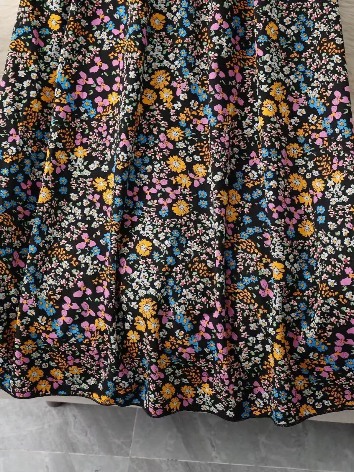 Elegant Casual Floral Print Half Skirt High Waist Hip Concealing Midi A-Line Long Dress Versatile for All Occasions